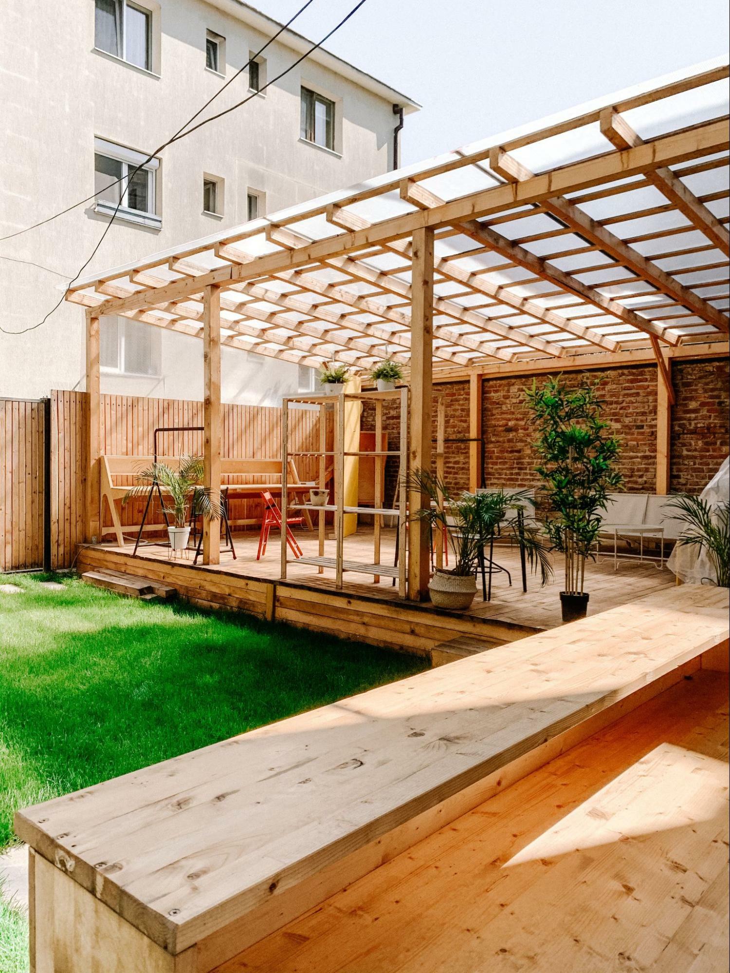 Pergola-Topped Modern Deck Idea